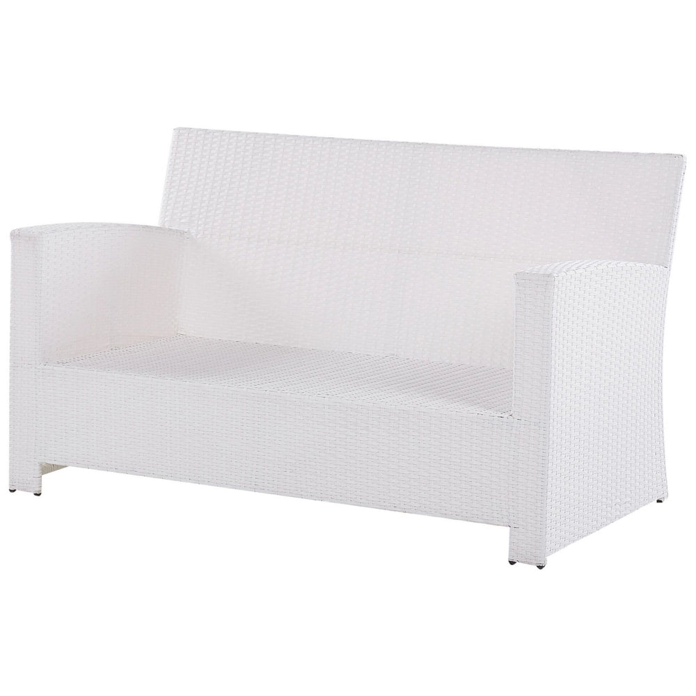 Set divano da giardino bianco finto rattan grigio cuscini esterni in vimini set di conversazione