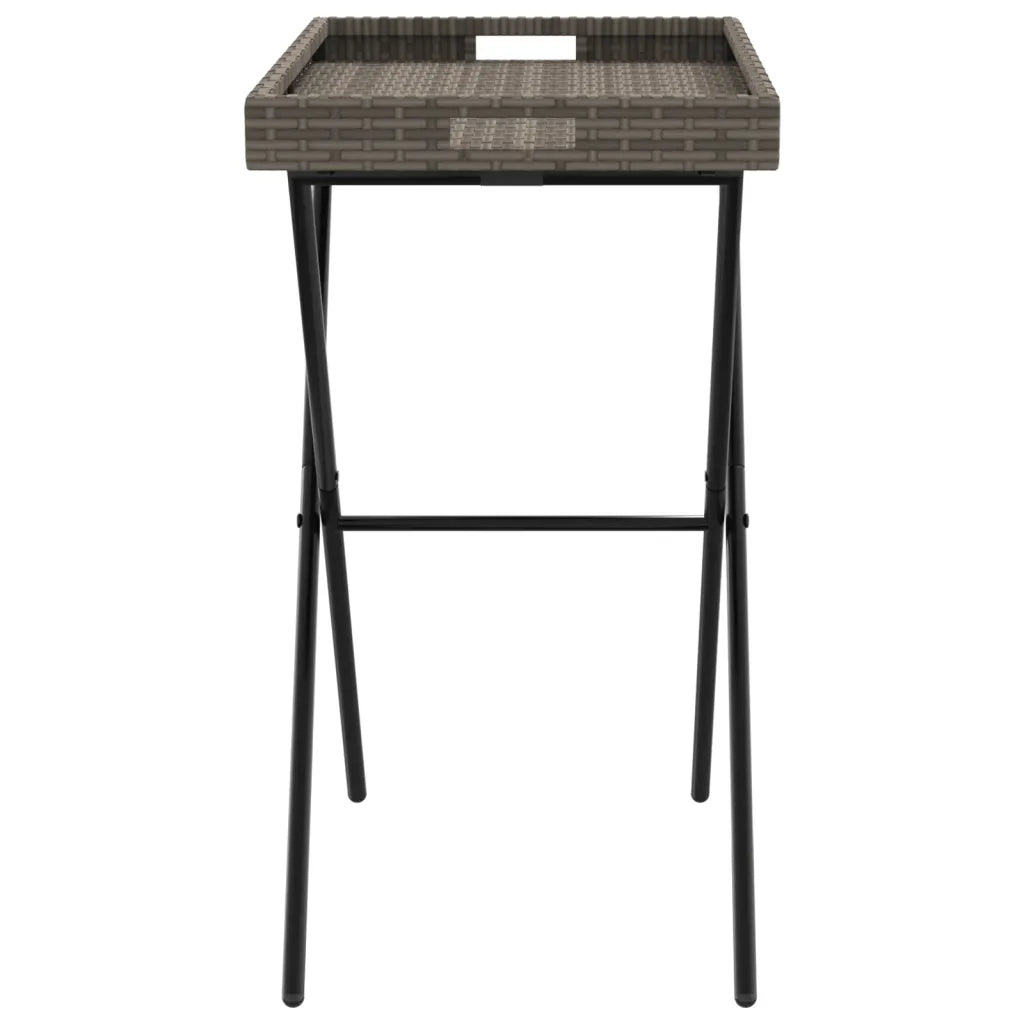 Tavolino Vassoio Pieghevole-Tavolino da soggiorno-Tavolo Grigio 65x40x75 cm in Polyrattan
