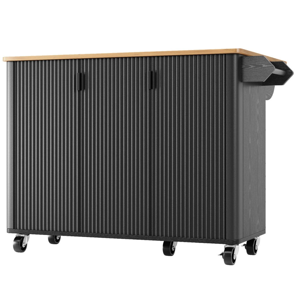 Isola da cucina 130x45(75)x92 cm pieghevole con ruote in MDF nero