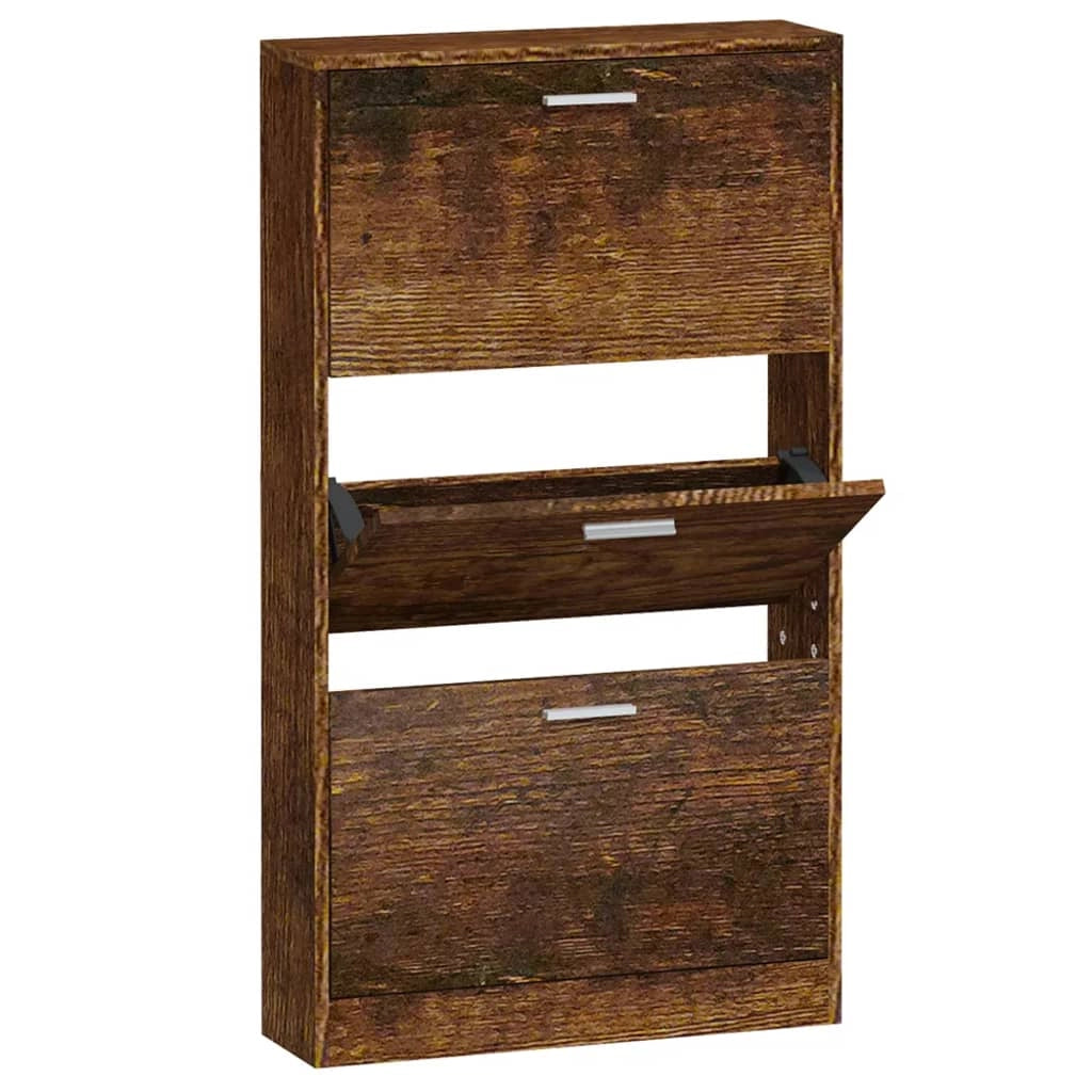 Scarpiera mobiletto portascarpe mobile per ingresso/corridoio/soggiorno 59 x 17 x 108 cm legno ingegnerizzato marrone 02_0021563