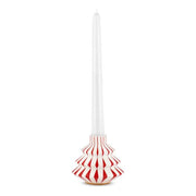Alessi candeliere Delight, porcellana decorata a mano, design Nika Zupanc, bianco con decori rossi, 9 cm