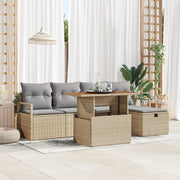 Set SofÃ  da Giardino a 6 Pezzi con Cuscini Beige Polyrattan