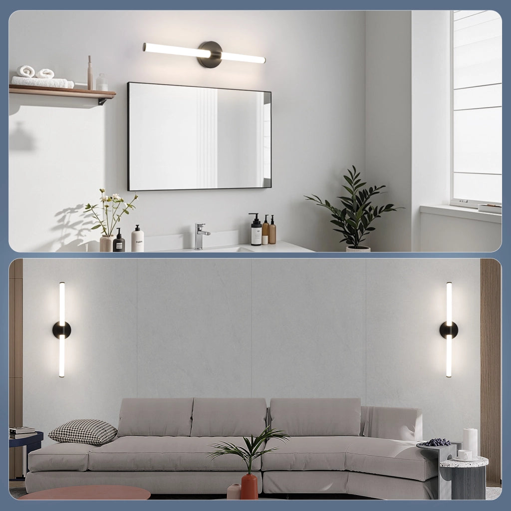 ZMH Lampada da Specchio LED a Parete 60cm 8 W Nera 4000K Luce Neutra Moderna IP44 per Bagno Armadio Cantina
