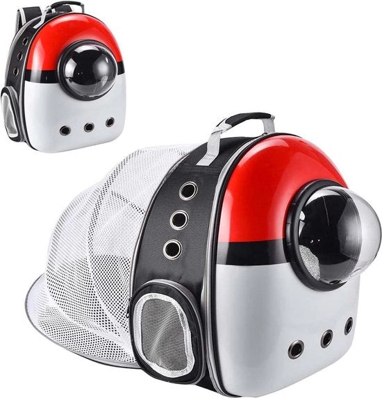 Zaino per animali domestici, trasportino per cani e gatti, zaino portatile per animali di compagnia, trasportino per animali domestici con estensione posteriore, colore rosso e bianco, classe energetica A