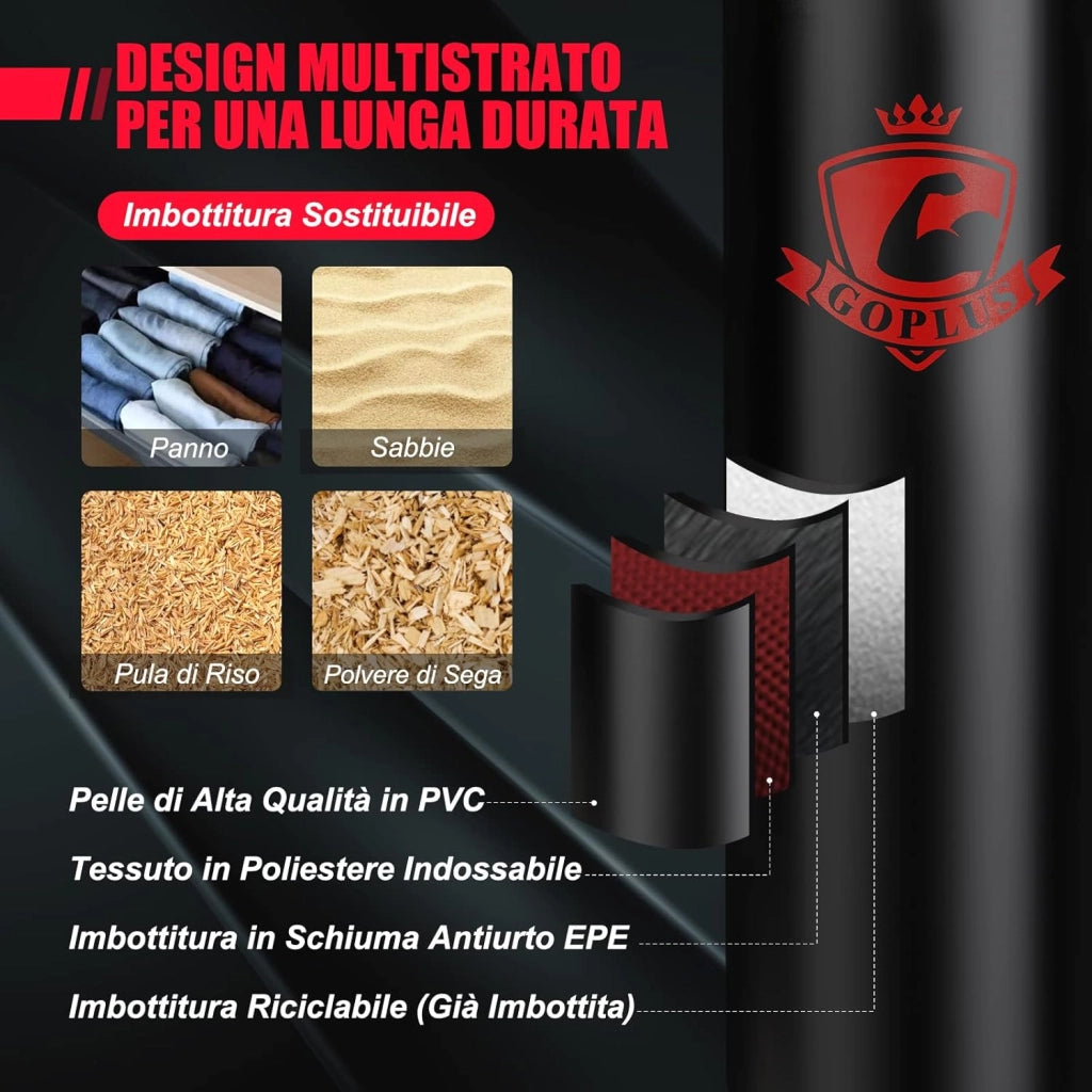 Sacco da Boxe per Adulti 29 kg, Sacco da Boxe Appeso con Guanti, Gancio e Fasce per Mani, Ideale per Muay Thai, Karate, Taekwondo