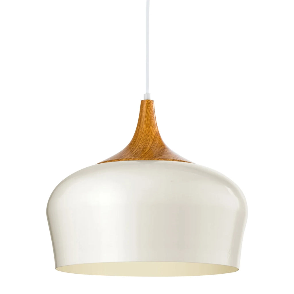 Lampadario A Sospensione Minimal Obregon Acciaio Crema 1 Luce E27
