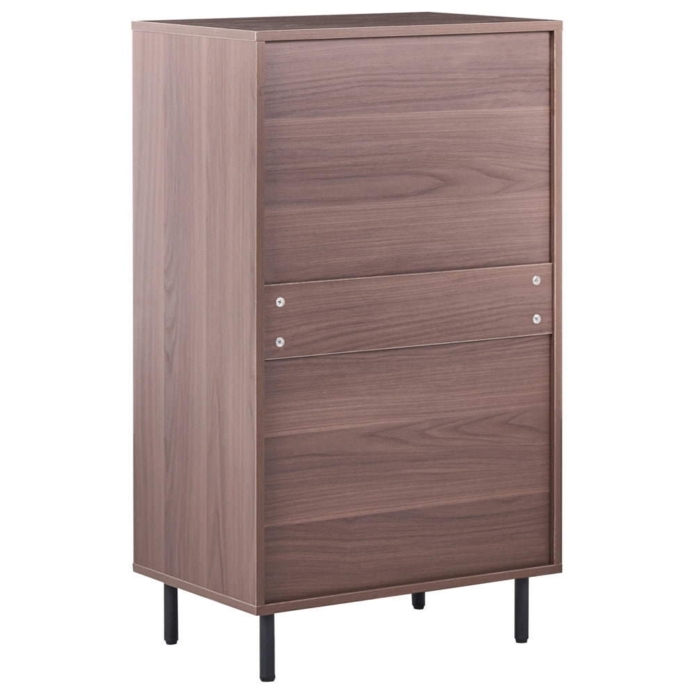 Credenza in legno chiaro metallo gambe nere 60 x 40 x 104 cm con 4 cassetti soggiorno camera da letto corridoio mobile contenitore scandinavo