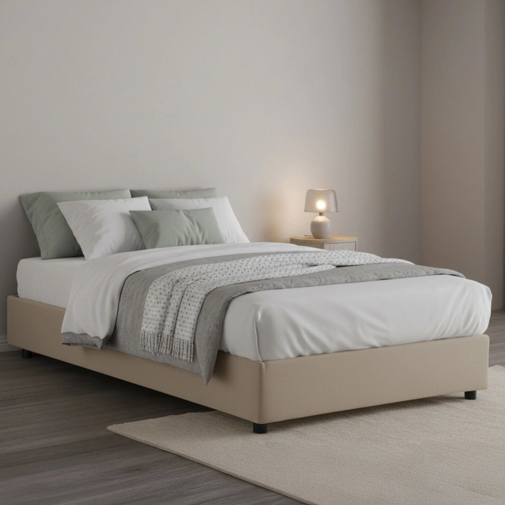 Ariba, Letto Piazza e Mezza Sfoderabile Made in Italy, Beige