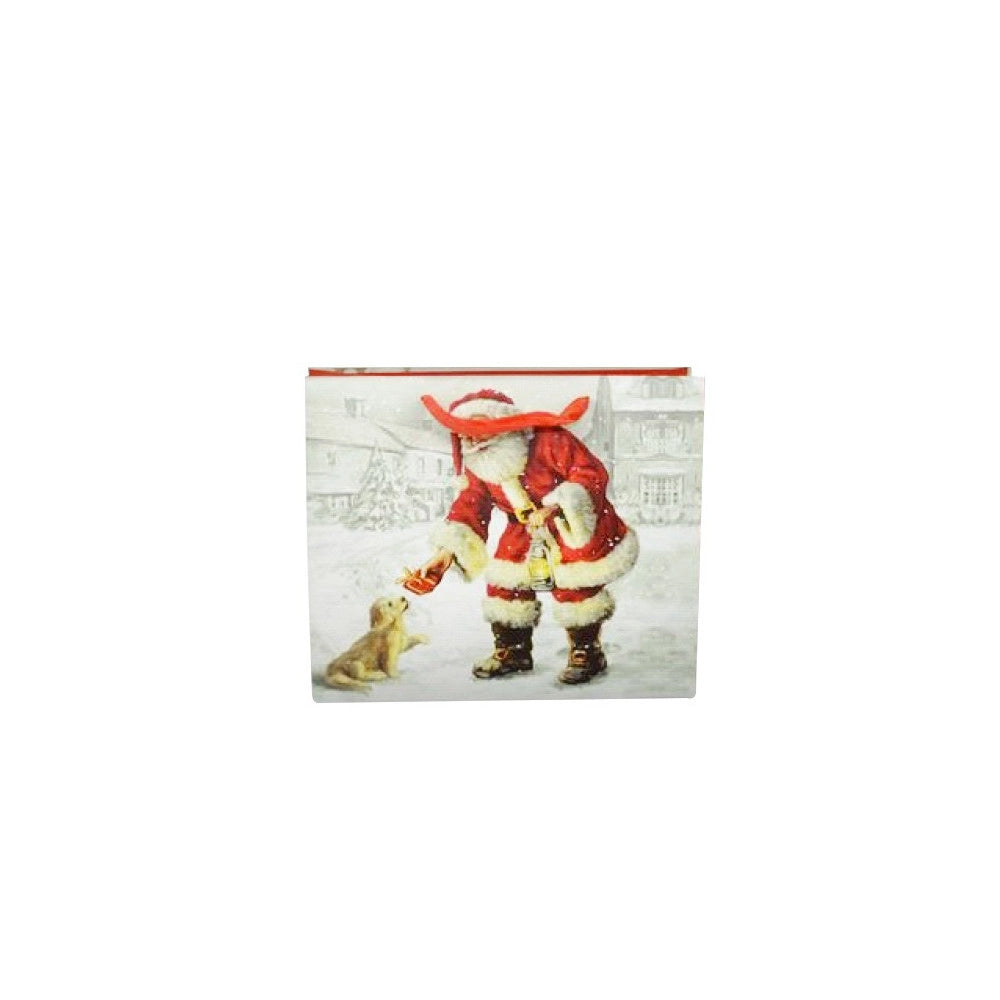 Trade Shop - 6 Buste Da Regalo Stampa Babbo Natale Classico Con Manici Rossi 31x26x12cm -