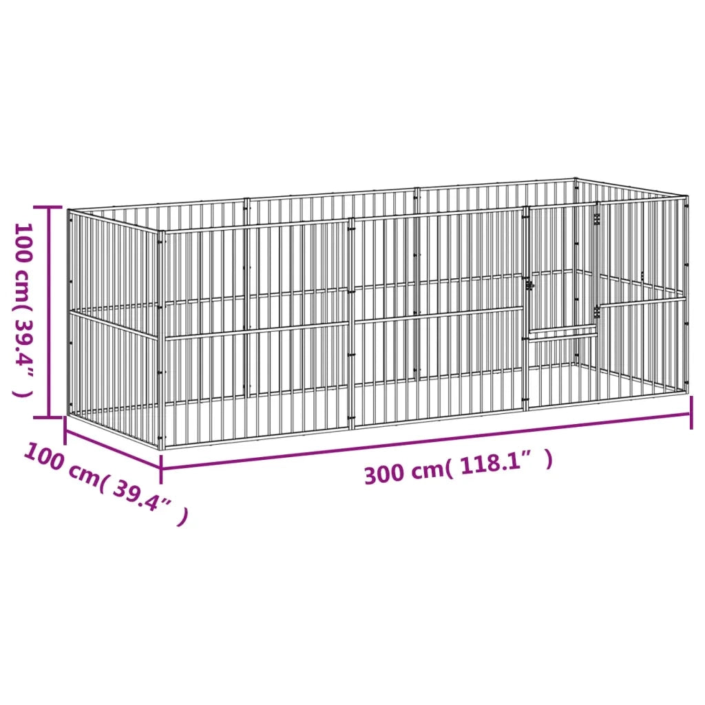 Box per Cani 8 Pannelli Nero Acciaio Zincato CFW2710488