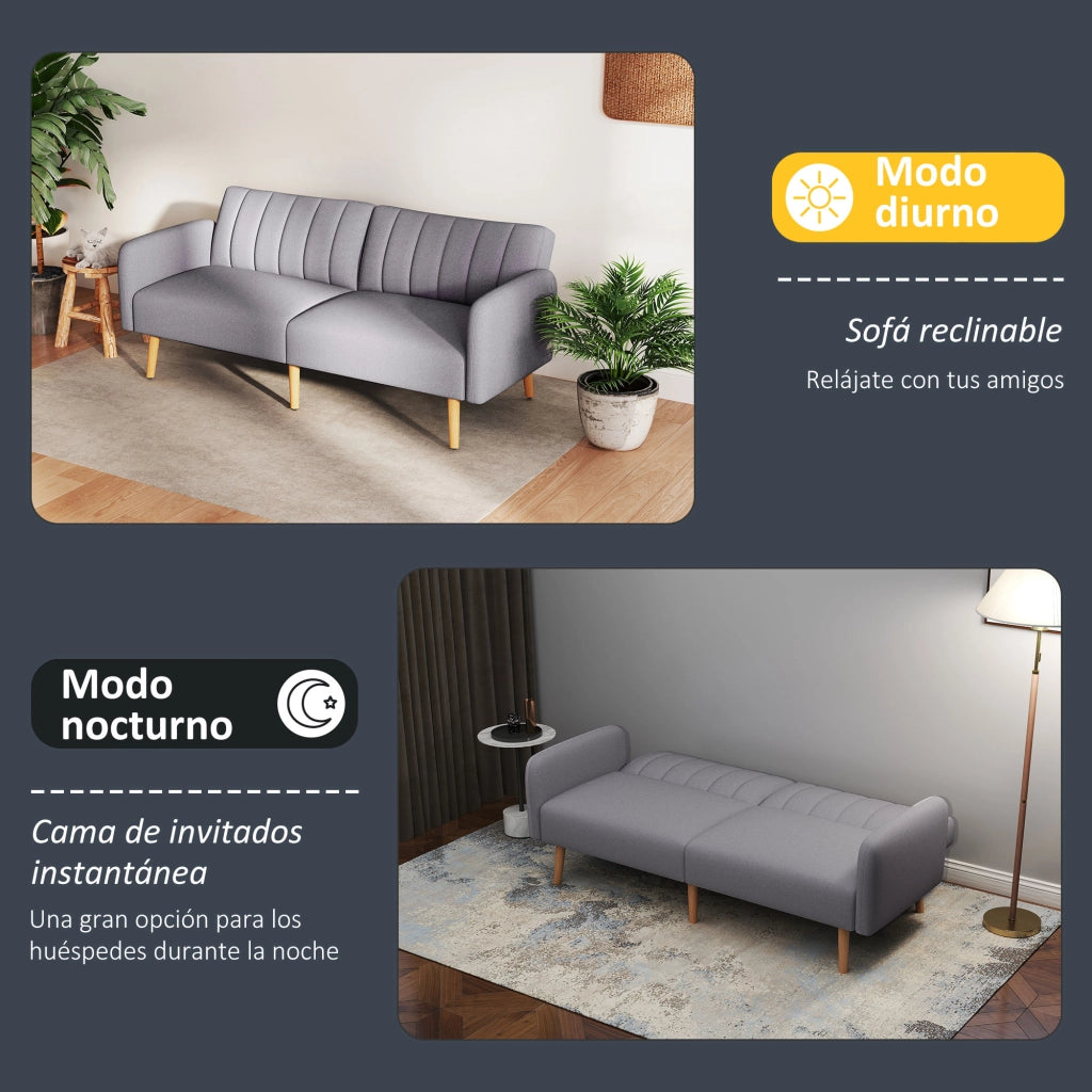 Divano Letto Moderno 2 Posti ¨C zephmum ¨C Grigio Tessuto 173x75x73 cm