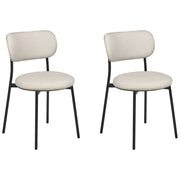 Set di 2 sedie da pranzo Beige Sedute in poliestere Gambe in metallo senza braccioli per la sala da pranzo Cucina