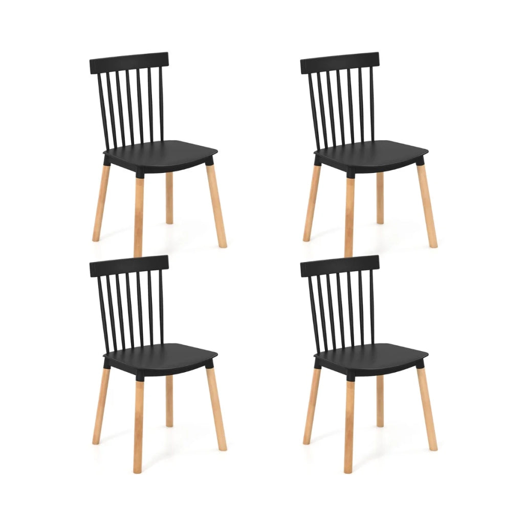 Set di 4 sedie da pranzo 51,5 x 48 x 83 cm robuste stile moderno legno di faggio nero 20_0012597