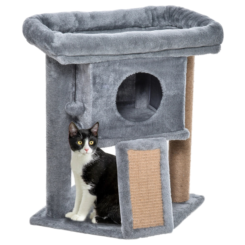 Tiragraffi per Gatti 57cm ¨C Xylo ¨C Con Cuccia e Piattaforma, Grigio Chiaro