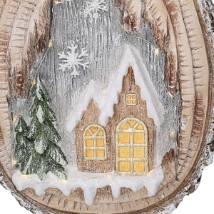 Statua resina tronco con led marrone cm 35x13xh48,5