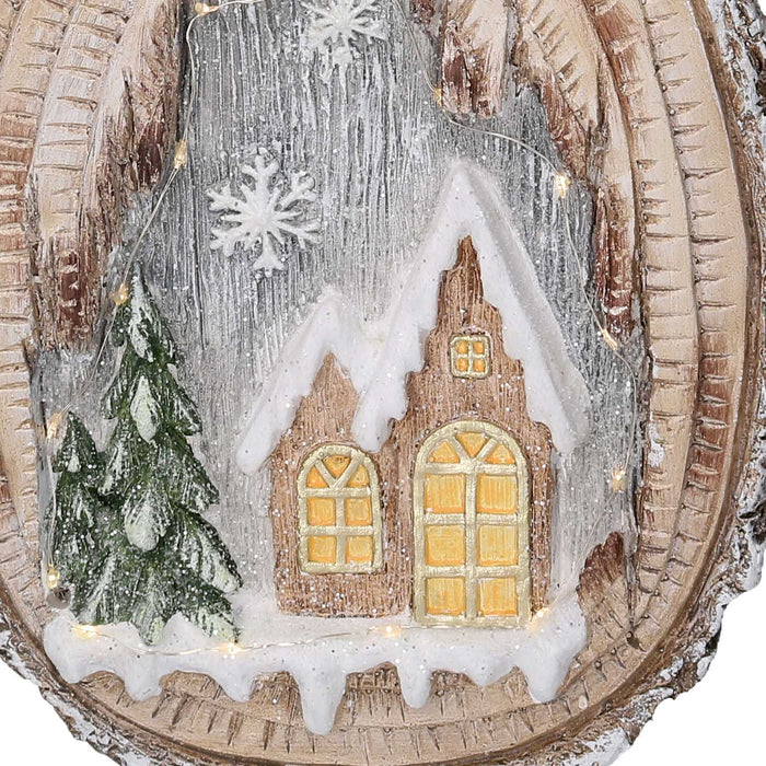 Statua resina tronco con led marrone cm 35x13xh48,5