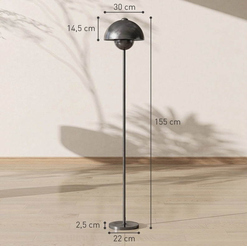 Lampada da terra 30x30x155 cm in metallo grigio con interruttore a pedale –