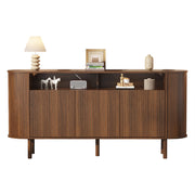 Credenza con 3 ante e vani aperti - per soggiorno - truciolare - 160×40×78.5 cm - noce