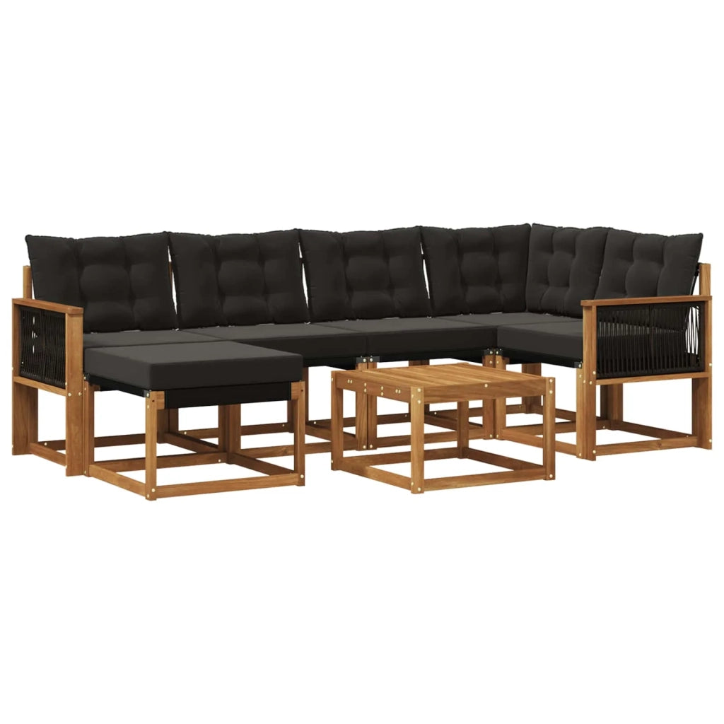 Set di divani da esterno 7 pz Naturale e Nero 3382080