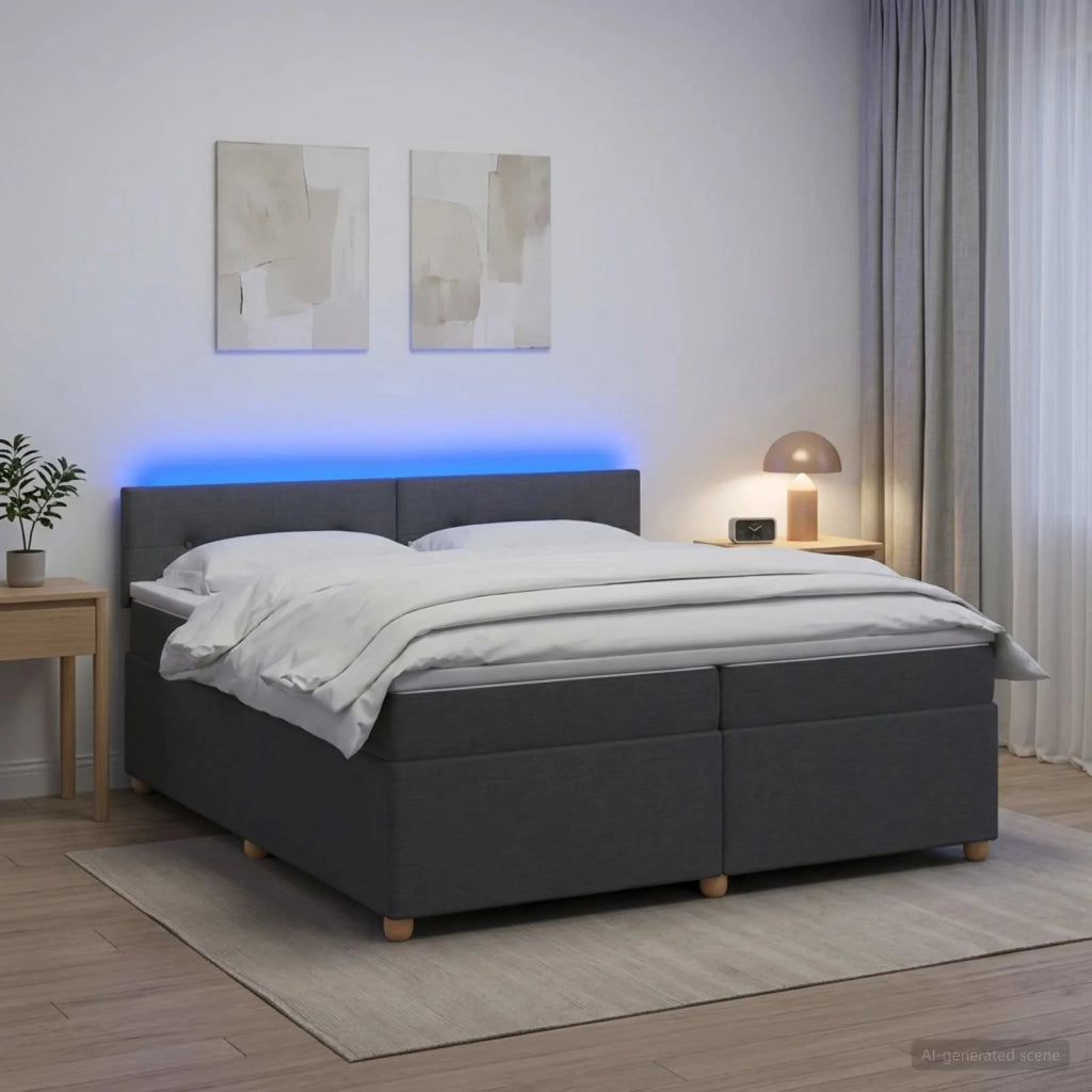 Letto box spring con materasso Grigio Scuro 200 x 200 cm 3452500