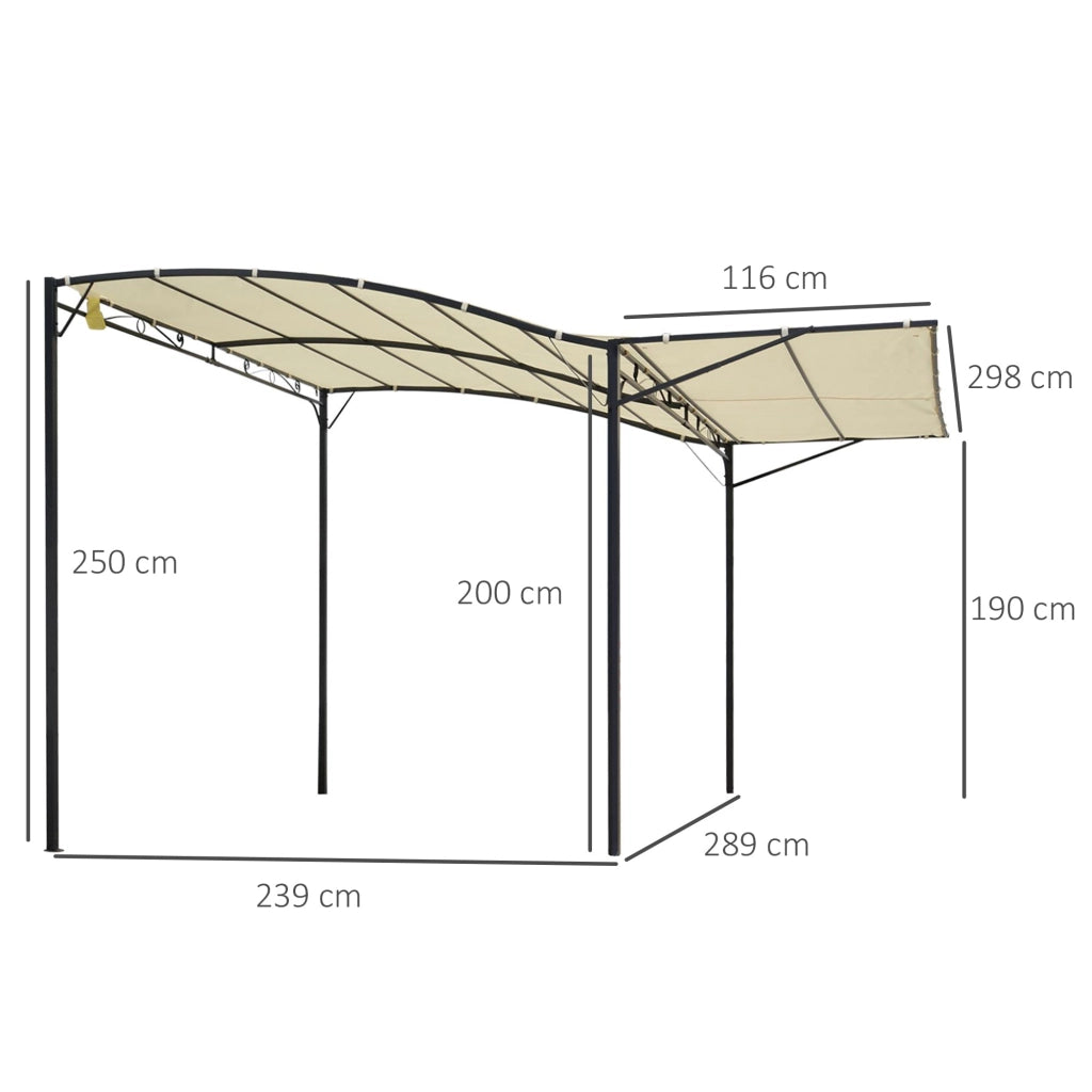 Pergola da Giardino 300x250x200-250A cm in Acciaio con Copertura in Tessuto Beige