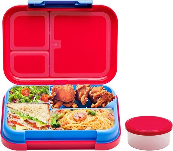 Bento Box per bambini con contenitori, con 4 contenitori e contenitore per salse, BPA-free, impermeabile, per asilo, scuola, escursioni (rosa)