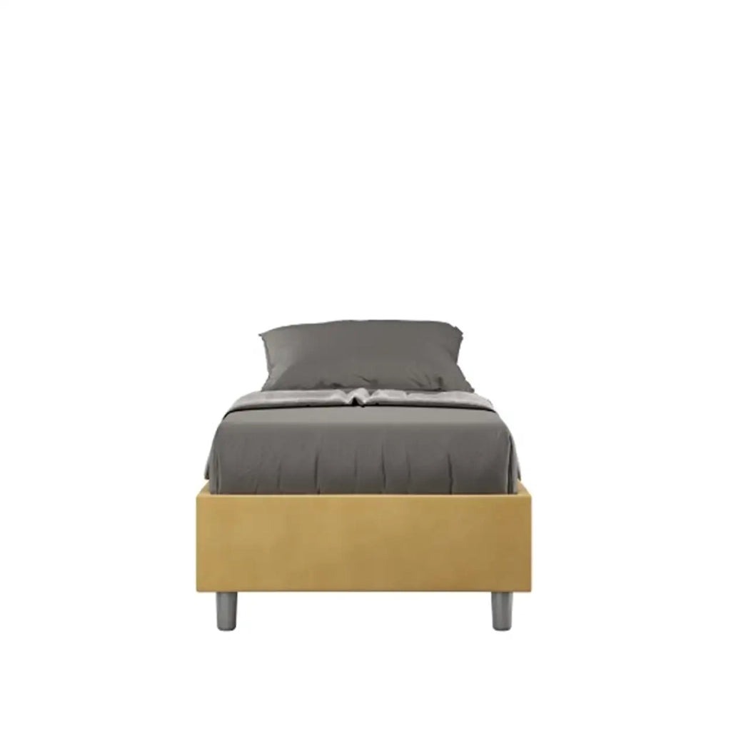 Letto singolo contenitore imbottito 80x200 microfibra ocra Azelia