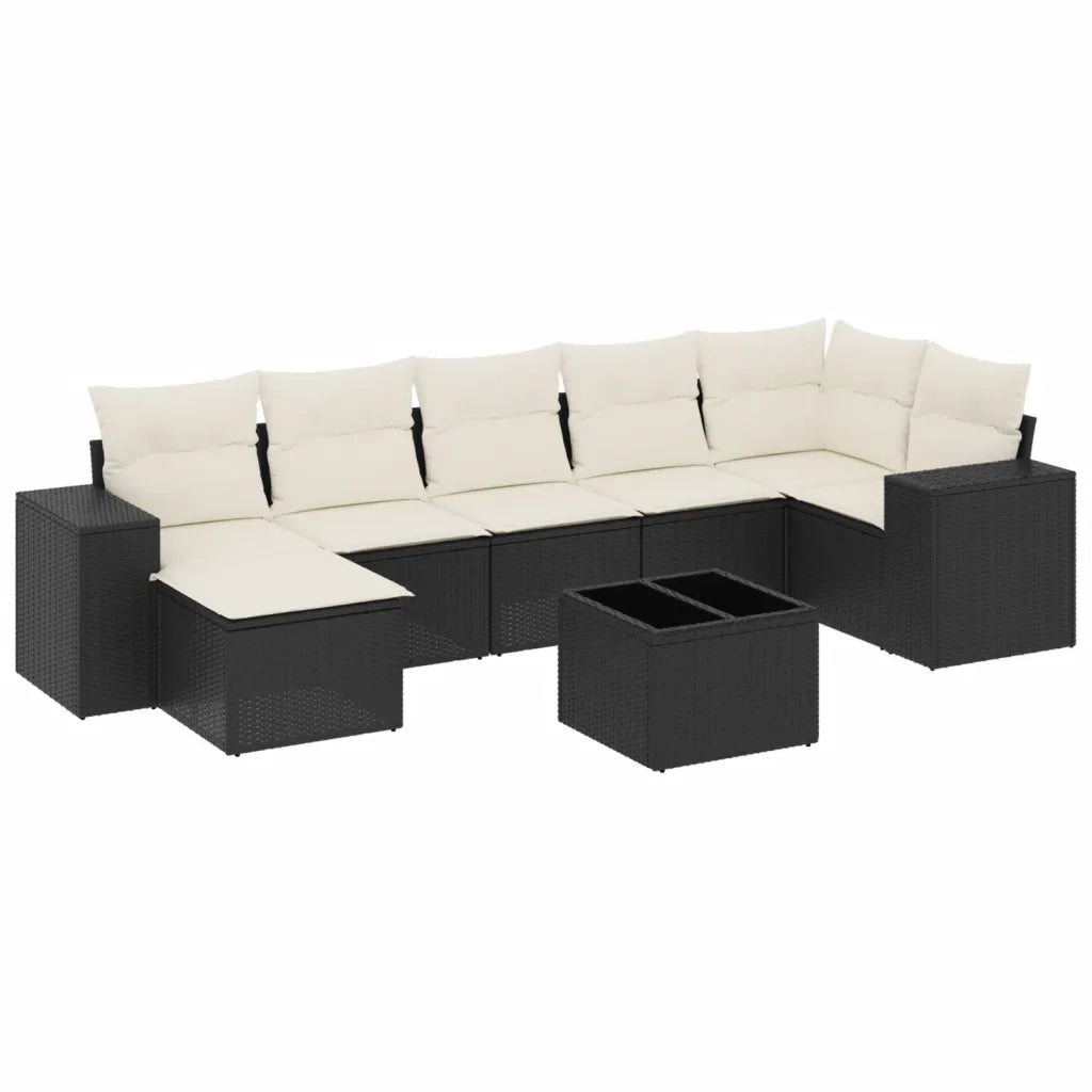 Set Divani da Giardino con Cuscini 8 pz Nero in Polyrattan 3222885