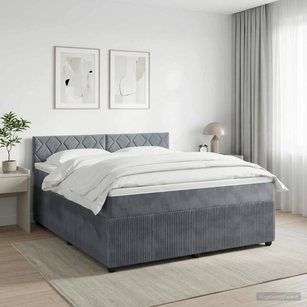 Letto box spring con materasso Grigio Scuro 140 x 190 cm 3453144