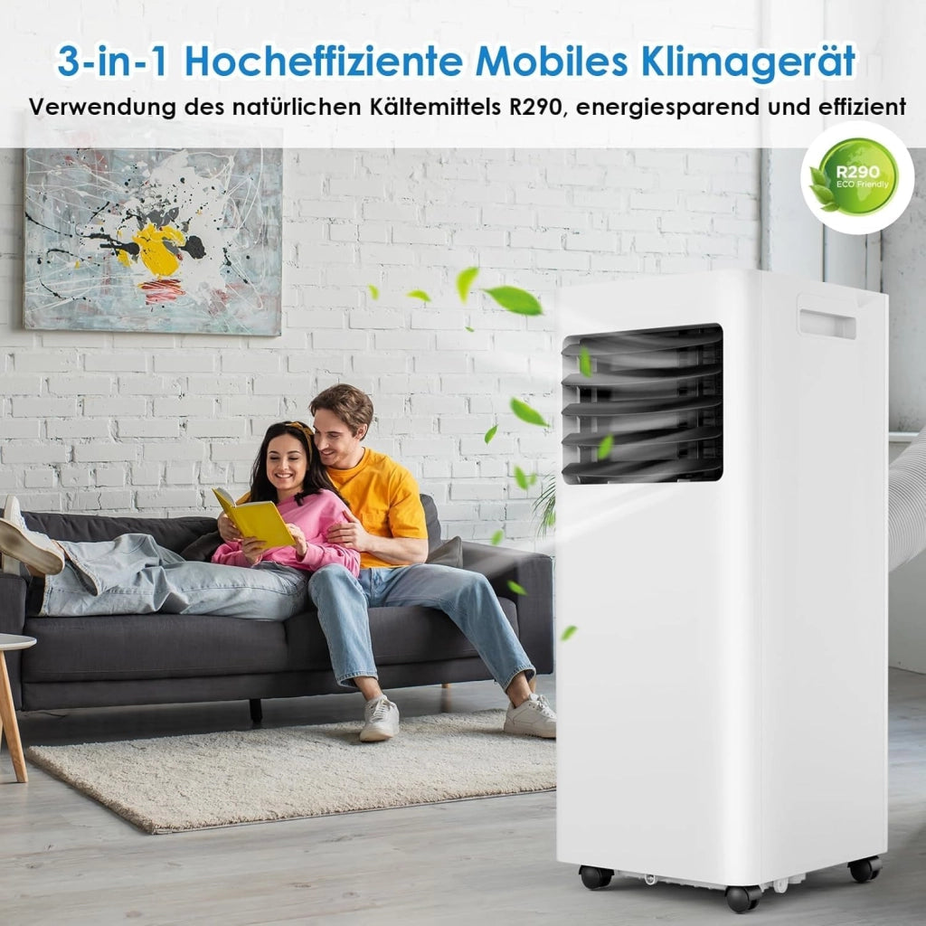 Condizionatore Portatile, 9000 BTU/h, 2.6 kW, 4-in-1 Climatizzatore Portatile, Ventilatore, Raffreddamento, Deumidificazione, Aria Condizionata con Night Mode, Timer 24H e Telecomando, 31㎡
