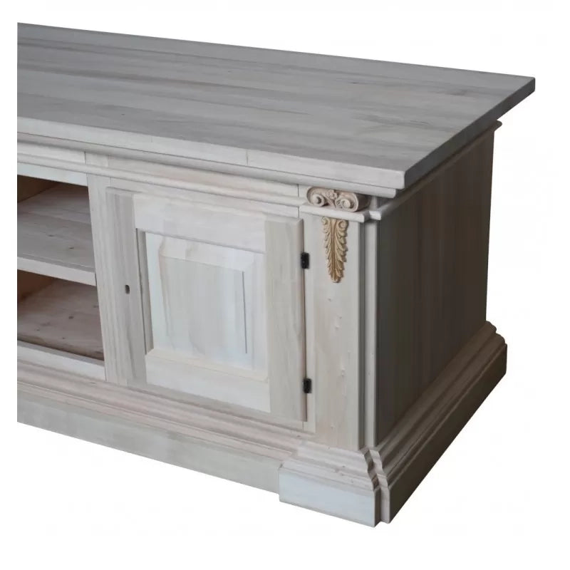 Porta tv 2 porte in legno grezzo arte povera  l.158 p.60 h.62 (401) - Mobili 2G