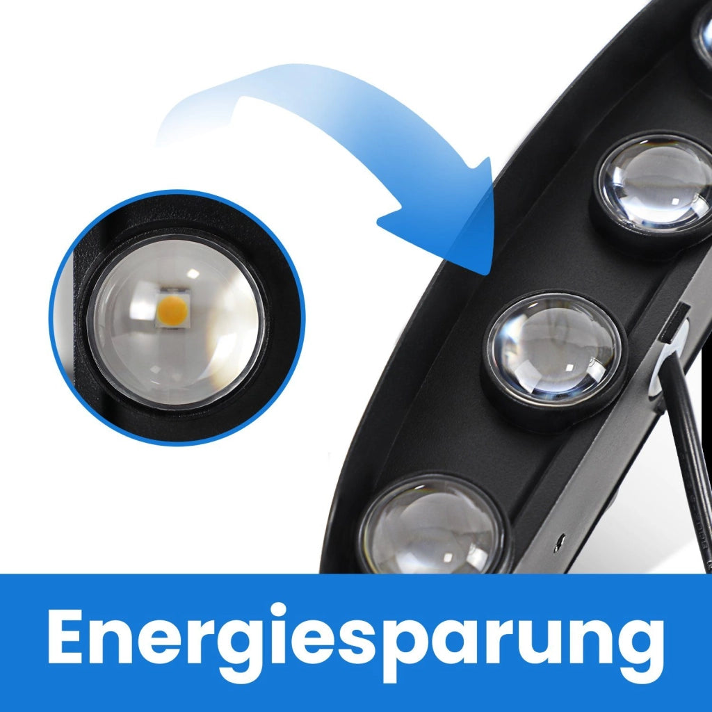 ZMH Lampada da parete a LED per interni set di 2 lampade da parete per esterni nere up down applique da esterno 7W IP65