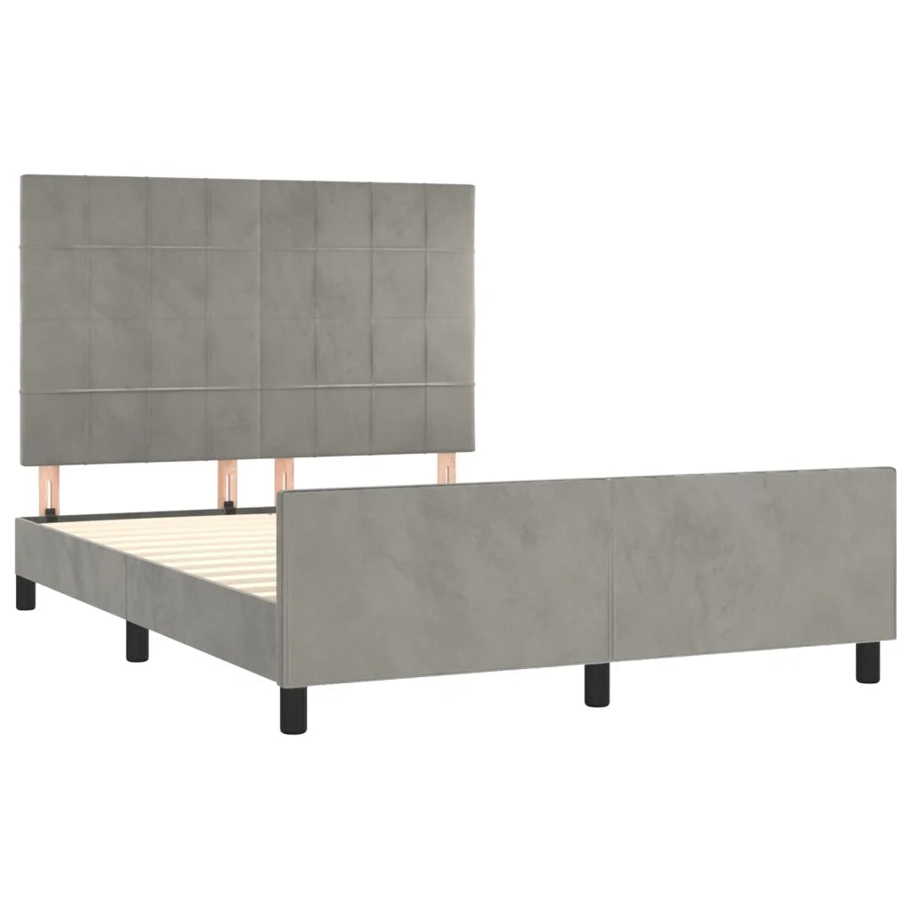 Giroletto con Testiera Grigio Chiaro 140x200 cm in Velluto cod mxl 58497