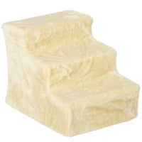 Scala per Cani a 3 Gradini con Fodera Rimovibile e Lavabile 46x35x35 cm Beige