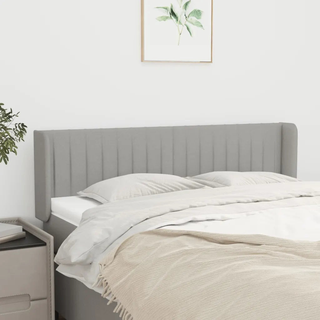 Testiera | Testata ad Orecchio Grigio Chiaro 147x16x78/88 cm in Tessuto