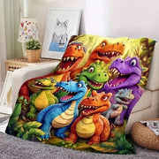 Dekken per bambini con dinosauri in stampe HD digitali, tessuto di cotone ultrabuono con dinosauri colorati, divertente, accogliente, leggero e caldo, regalo per bambini che amano i dinosauri