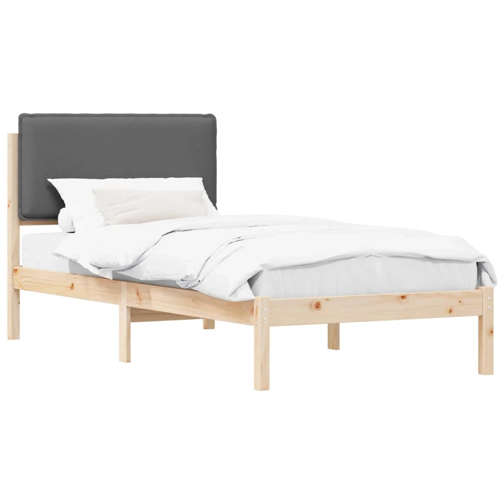 Letto con Testiera Rivestita Grigio scuro 75 x 190 cm
