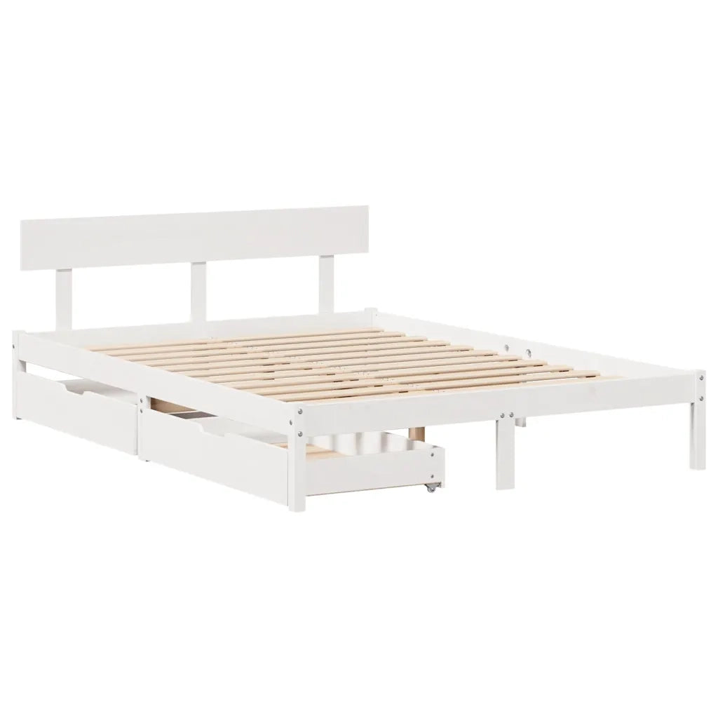 Letto senza Materasso Bianco 135x190 cm Legno Massello di Pino 3301505
