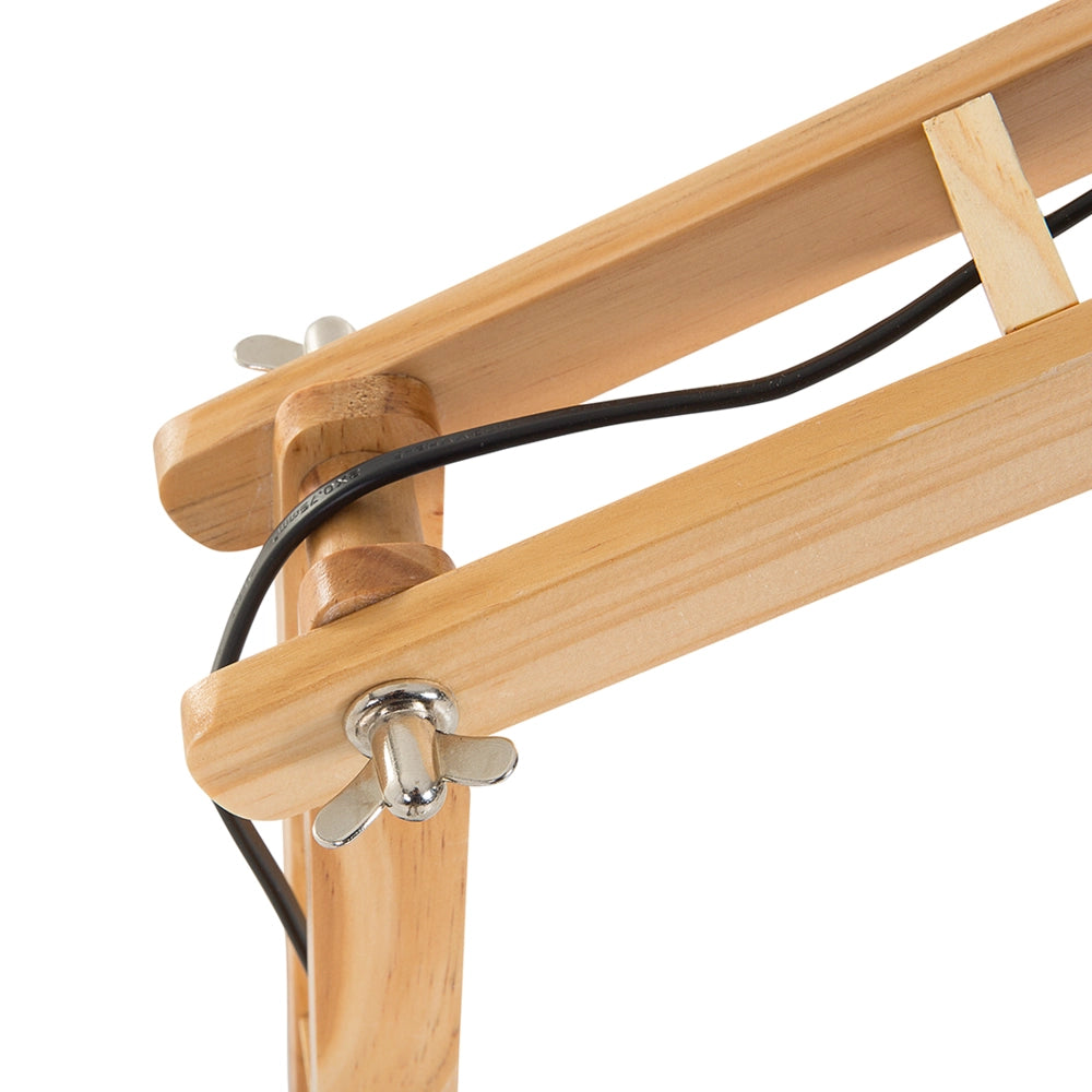 Lampada da scrivania nera Luce di legno Swing Braccio regolabile Paralume di metallo Luce da tavolo