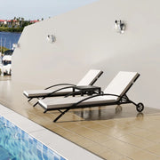 Lettini Prendisole con Tavolino in Polyrattan Nero 42491