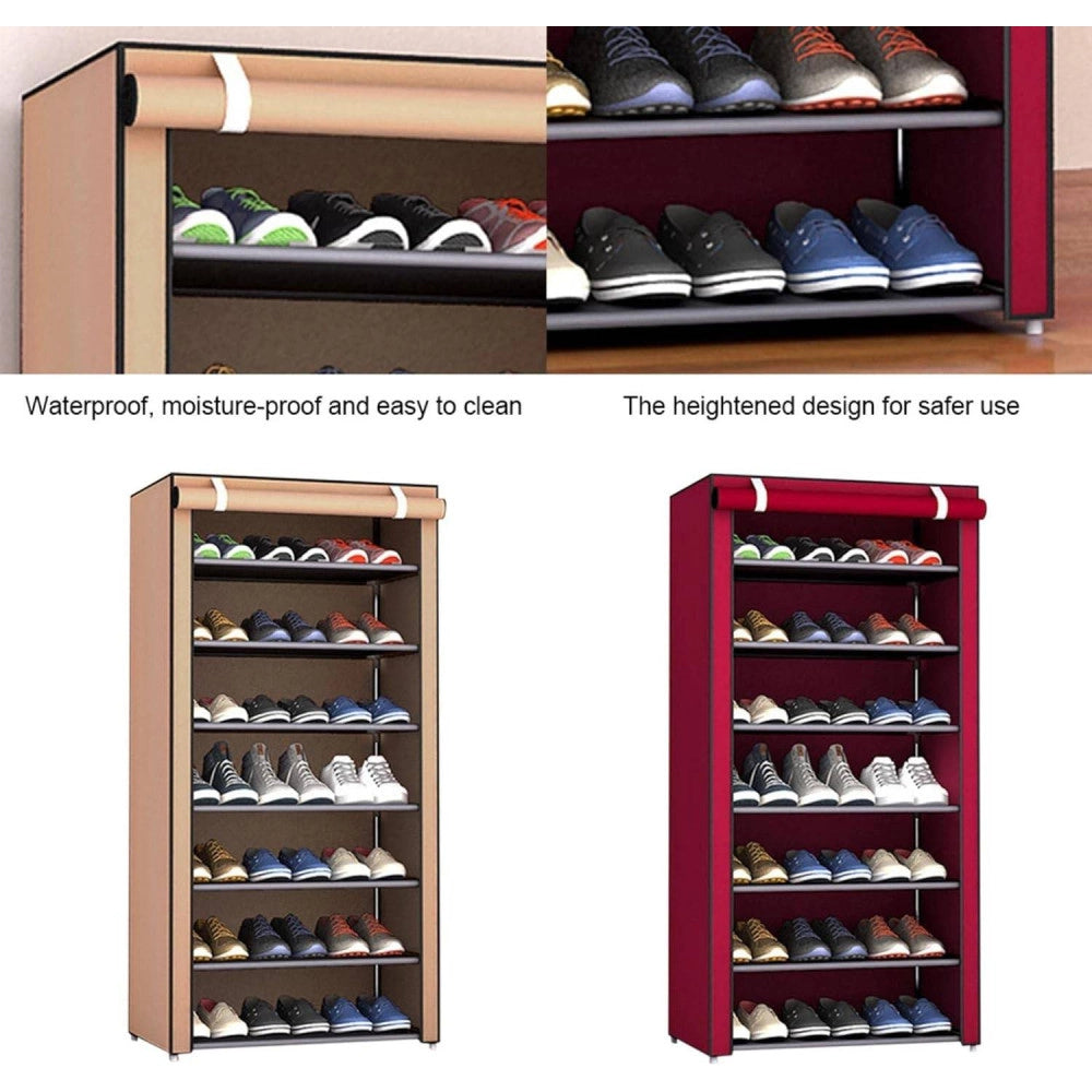 Trade Shop - Scarpiera Armadio Salvaspazio 60x30x122cm Scarpe Rivestimento Tessuto Chiusura -