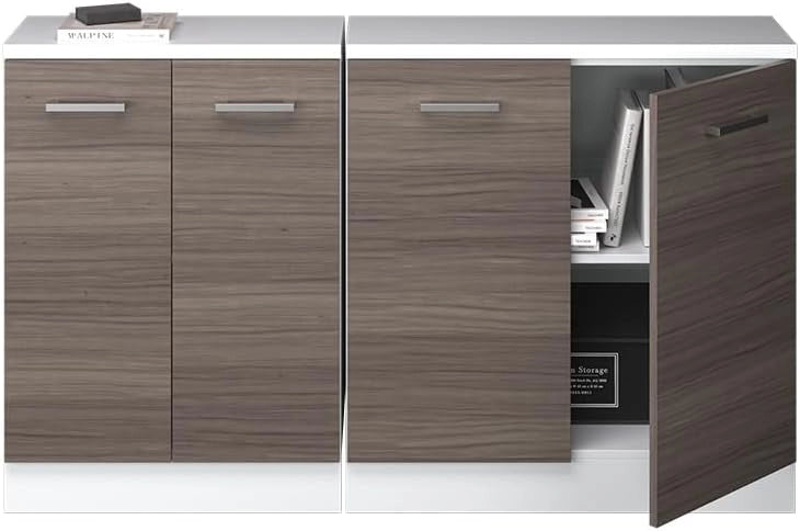 Set di mobili sottotetto Rion, Grigio nobile, 140 cm Set di 2 carcasse armadio profondità 60 cm, adatto per il salvaspazio sotto tetti spioventi