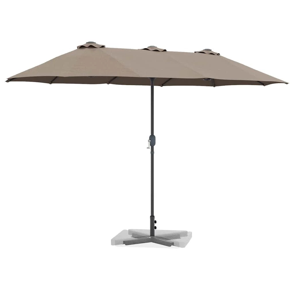 Ombrellone da giardino pieghevole moderno estivo 370 x 197 x 239 cm poliestere color tortora 02_0058742