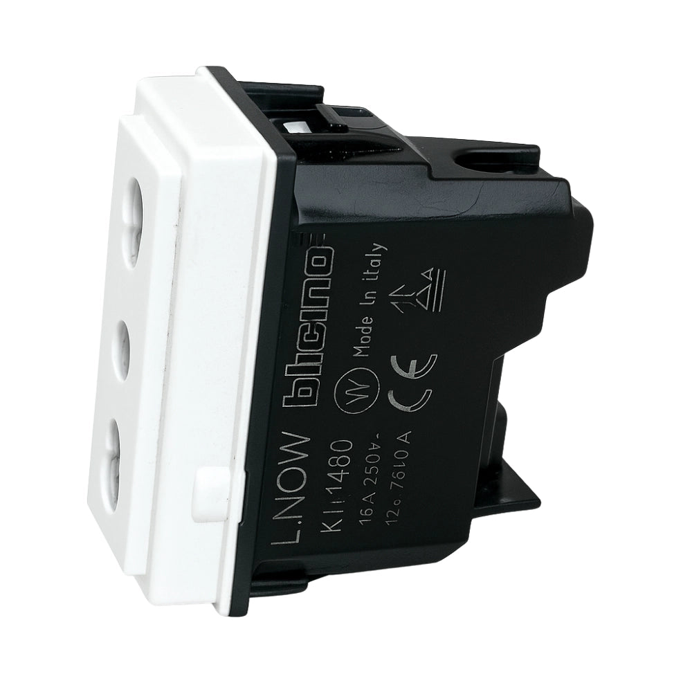 Bticino living now presa 2p+t 16a 250v 1 modulo con alveoli schermati *** colore bianco, confezione 1