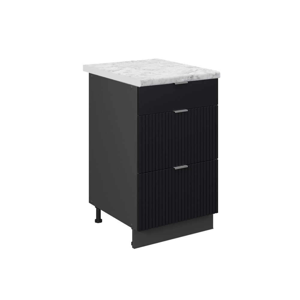 Vicco Mobiletto base per cucina Nero a righe 50 cm , PL Marmo