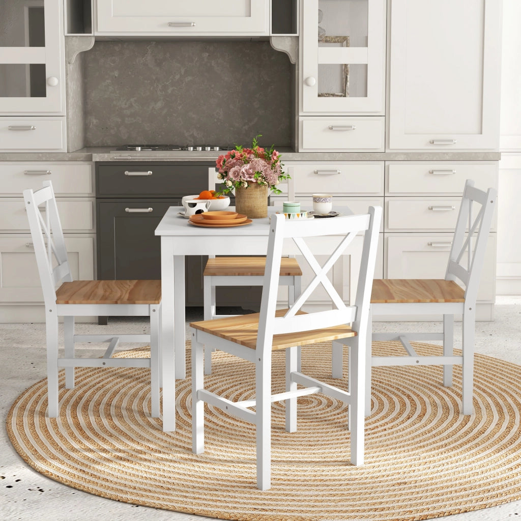 Sedia da pranzo design moderno ¨C Zephmum ¨C Struttura in legno, rivestimento in tessuto grigio, 4 pezzi