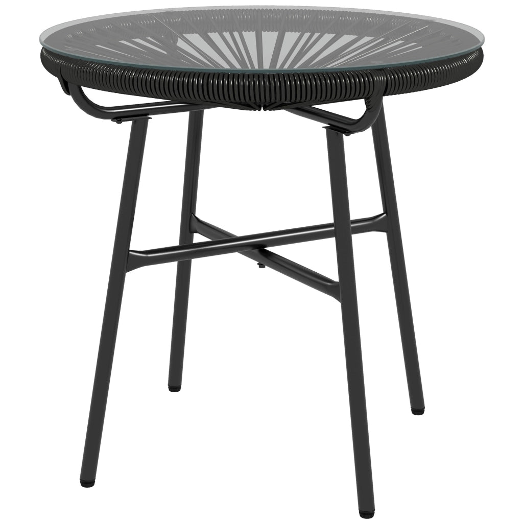 Tavolino da giardino ¨C zephmum ¨C 50x50x50 cm, nero, polyrattan, vetro