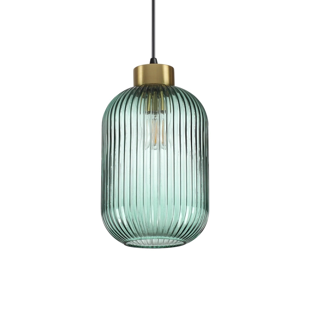Sospensione Vintage-Decò Mint-3 Metallo Verde 1 Luce E27