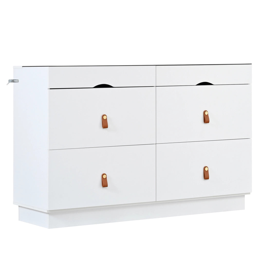 Cassettiera con 6 Cassetti e Ante in Vetro ¨C MINIMAL ¨C Bianco, 120x40x78 cm