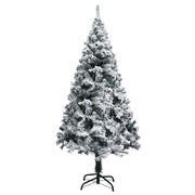 Albero di Natale Artificiale-Albero Natalizio con Neve Fioccata Verde 150 cm PVC 948495